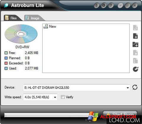 Screenshot Astroburn Lite per Windows XP