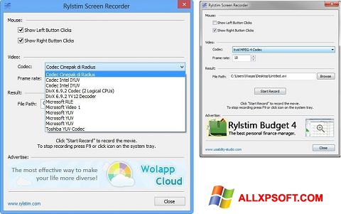 Screenshot Rylstim Screen Recorder per Windows XP