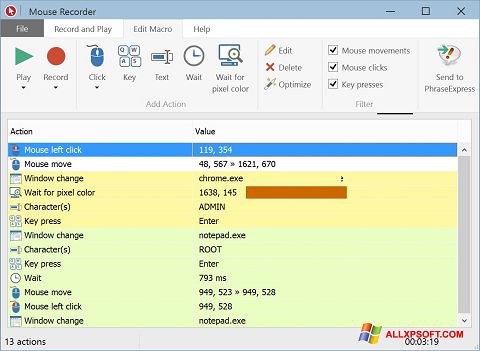 Screenshot Mouse Recorder per Windows XP