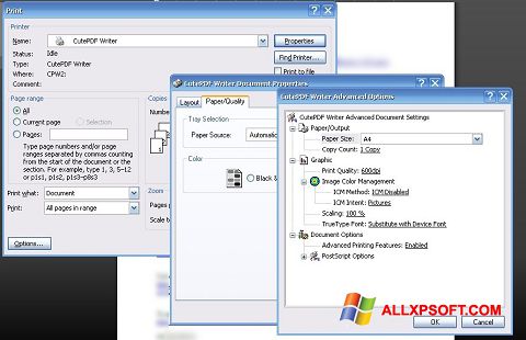 Screenshot CutePDF Writer per Windows XP