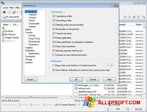 Screenshot WinSCP per Windows XP