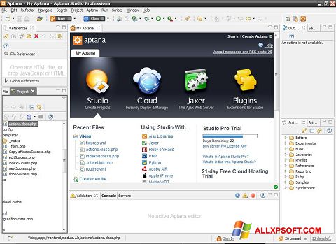 Screenshot Aptana Studio per Windows XP