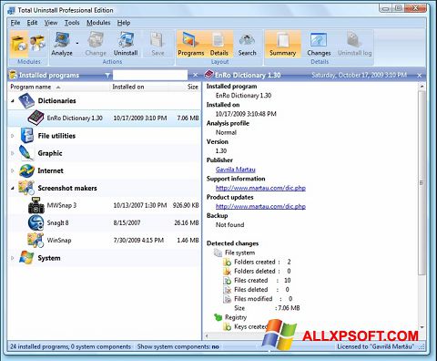 Screenshot Total Uninstall per Windows XP