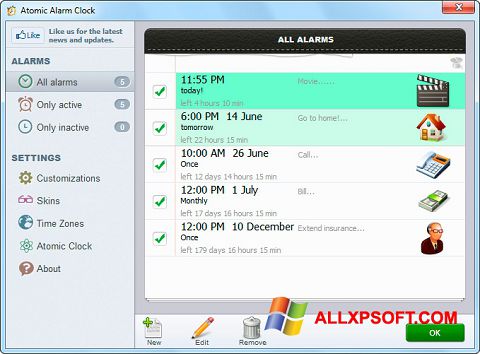 Screenshot Atomic Alarm Clock per Windows XP