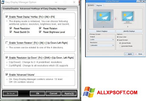 Screenshot Easy Display Manager per Windows XP