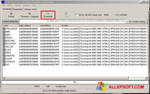 Screenshot FlashTool per Windows XP