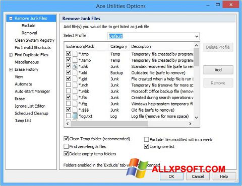 Screenshot Ace Utilities per Windows XP