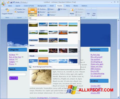Screenshot Artisteer per Windows XP