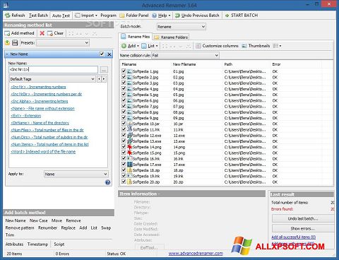 Screenshot ReNamer per Windows XP