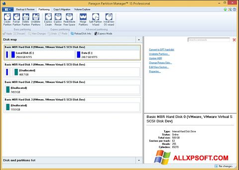 Screenshot Paragon Partition Manager per Windows XP