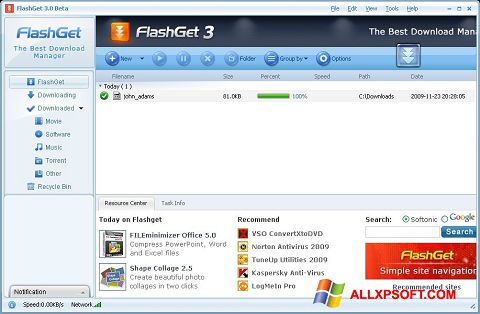 Screenshot FlashGet per Windows XP