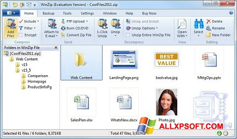 Screenshot WinZip per Windows XP