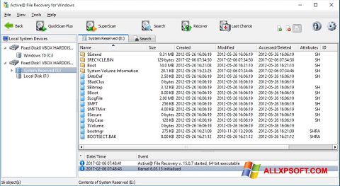Screenshot Active File Recovery per Windows XP
