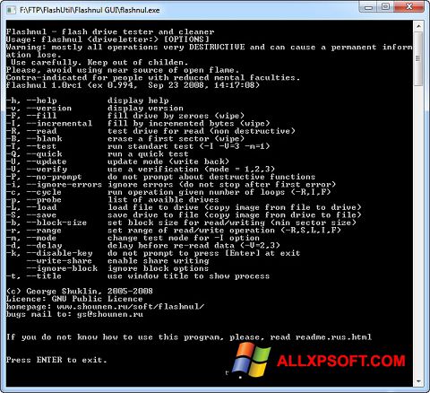 Screenshot Flashnul per Windows XP