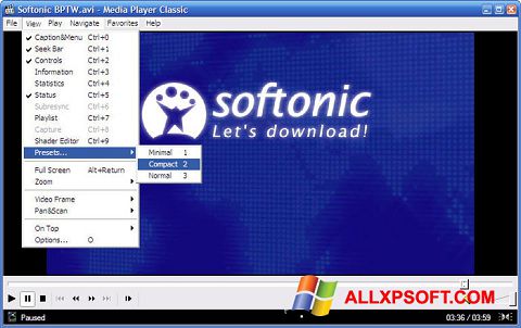 Screenshot Media Player Classic per Windows XP