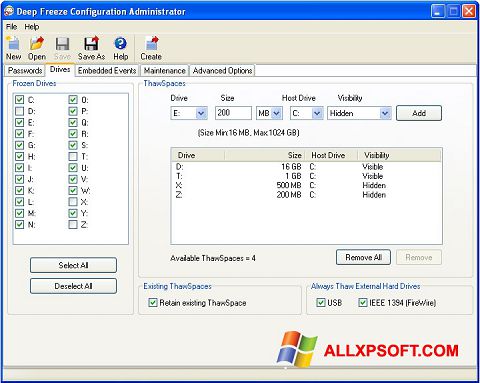 Screenshot Deep Freeze per Windows XP