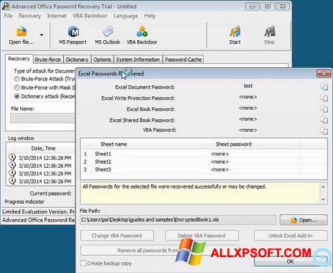Screenshot Advanced Office Password Recovery per Windows XP