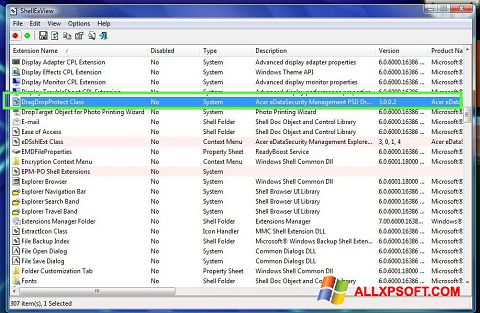 Screenshot ShellExView per Windows XP