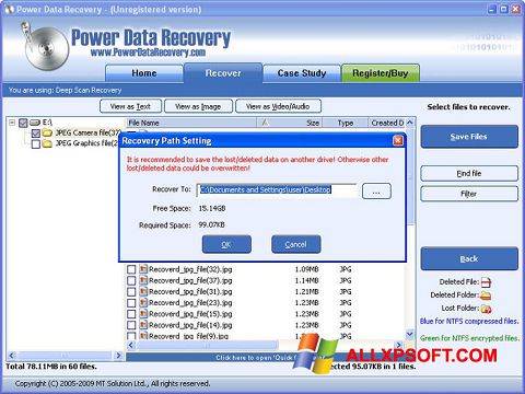 Screenshot Power Data Recovery per Windows XP