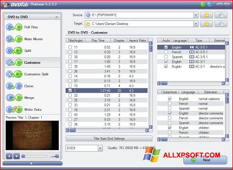 Screenshot DVDFab per Windows XP