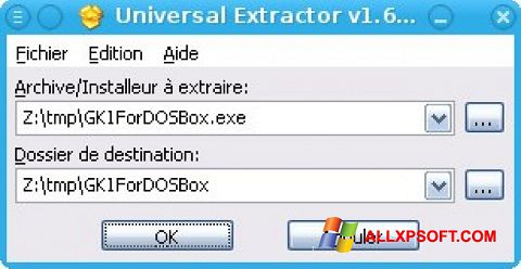 Screenshot Universal Extractor per Windows XP