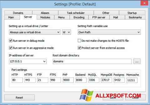Screenshot Open Server per Windows XP