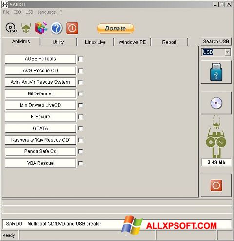 Screenshot SARDU per Windows XP