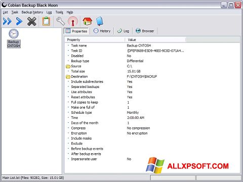 Screenshot Cobian Backup per Windows XP