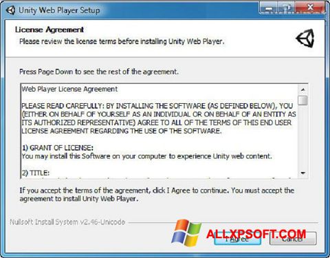Screenshot Unity Web Player per Windows XP
