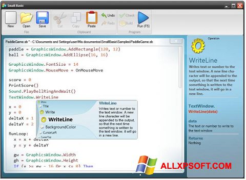 Screenshot Small Basic per Windows XP