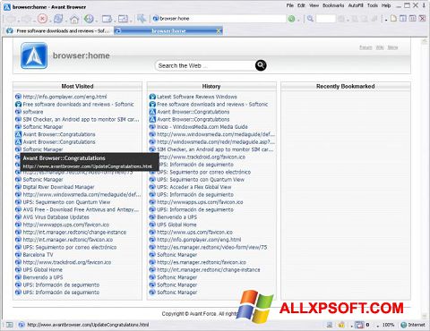 Screenshot Avant Browser per Windows XP