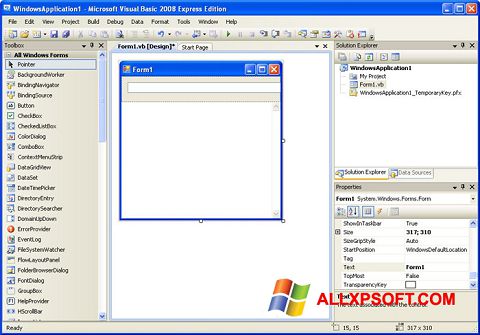 Screenshot Microsoft Visual Basic per Windows XP