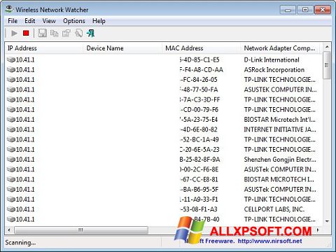 Screenshot Wireless Network Watcher per Windows XP
