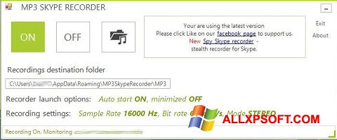Screenshot MP3 Skype Recorder per Windows XP
