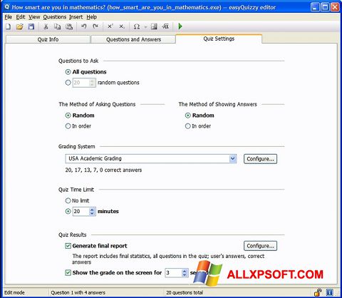 Screenshot easyQuizzy per Windows XP