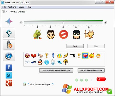 Screenshot Skype Voice Changer per Windows XP