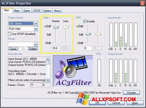 Screenshot AC3Filter per Windows XP