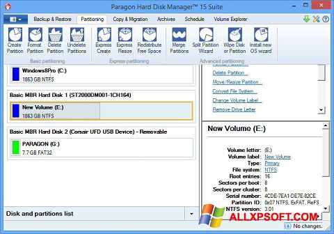 Screenshot Paragon Hard Disk Manager per Windows XP
