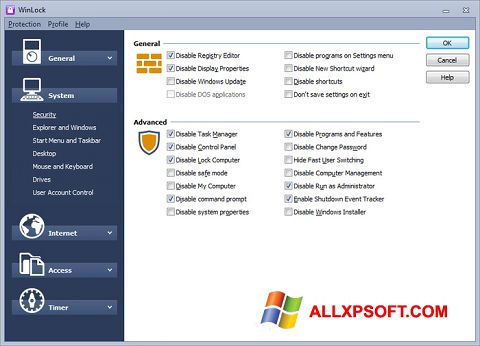 Screenshot WinLock per Windows XP