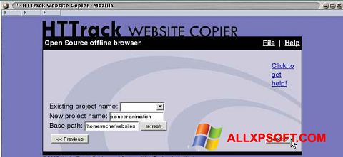 Screenshot HTTrack Website Copier per Windows XP