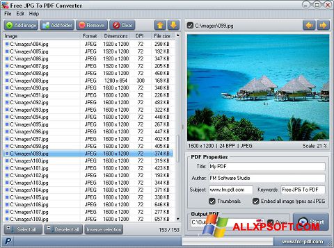 Screenshot JPG to PDF Converter per Windows XP