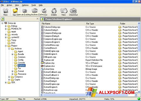 Screenshot IZArc per Windows XP