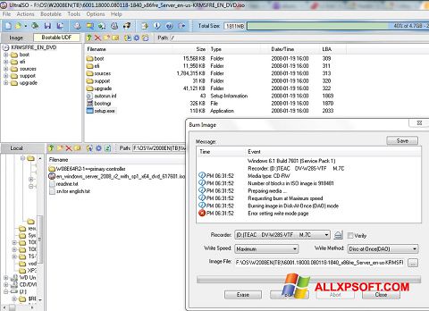 Screenshot UltraISO per Windows XP