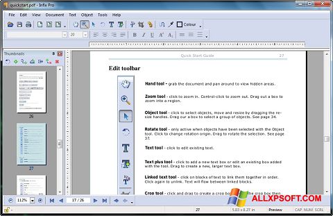 Screenshot Infix PDF Editor per Windows XP
