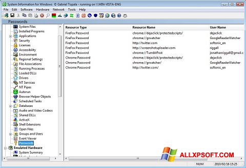 Screenshot SIW per Windows XP