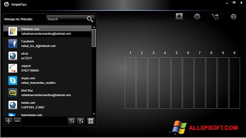 Screenshot HP SimplePass per Windows XP