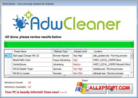 Screenshot AdwCleaner per Windows XP