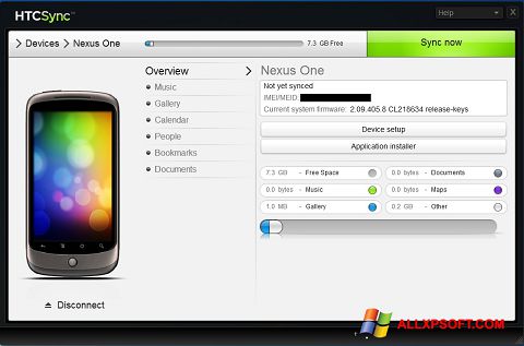 Screenshot HTC Sync per Windows XP