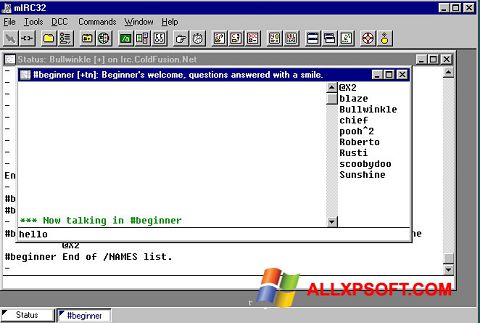 Screenshot mIRC per Windows XP