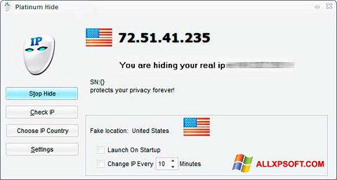Screenshot Hide IP Platinum per Windows XP